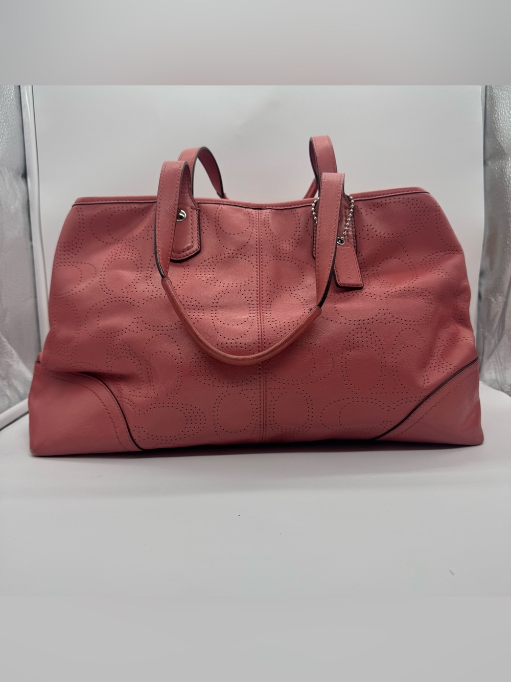 Coach Pink Perforated Leather Tote